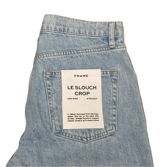 NEW FRAME Le Slouch Crop Split Screen Denim Jeans Size 27 - Picture 3 of 10